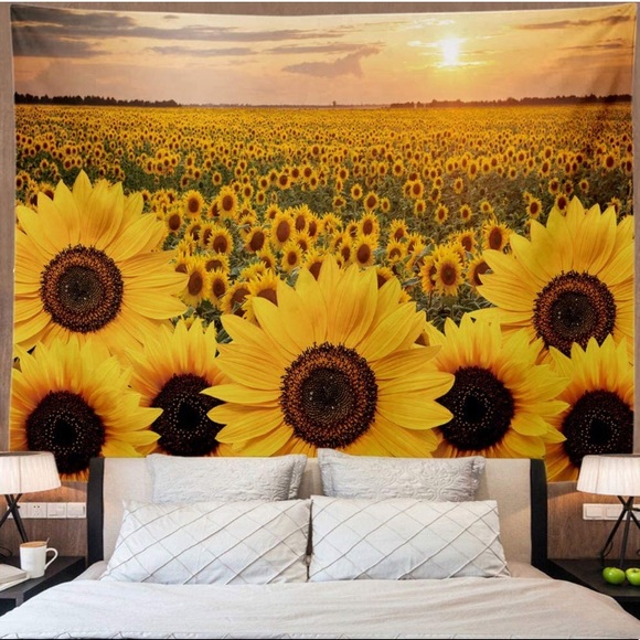 Sunflower Field Floral Nature Landscape Pop Art Room/Dorm Wall Decor/Tapestry - Picture 6 of 6